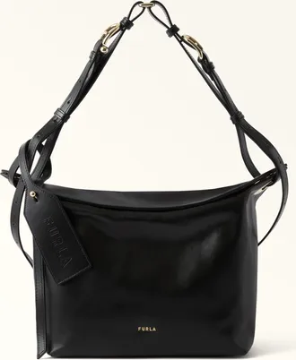 Furla Ginevra Shoulder Bag S Nero Black Varrenne Calf Leather Woman
