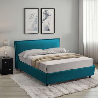 Dmora Cama Matrimonial Brosso, Desenfundable, Hecha En Italia, Azul