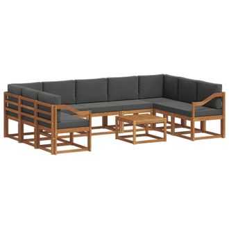 vidaXL Conjunto De Sof&aacute;s De Exterior 10 Pcs Natural Y Antracita Vidaxl