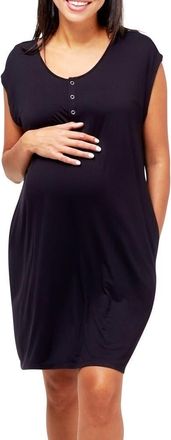 Nom Maternity Clementine Maternity & Nursing Nightgown in Black at Nordstrom, Size Large