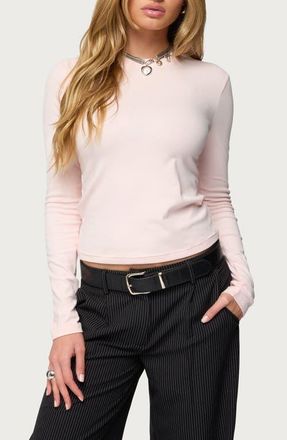 Edikted Kiyan Long Sleeve T-Shirt in Light-Pink at Nordstrom, Size X-Small