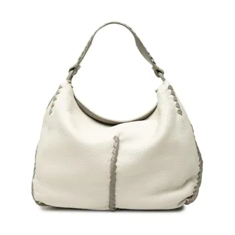 Bottega Veneta Pre-owned Shoulder Bags, female, White, Size: ONE SIZE Pre-owned Leather Hobo Bag