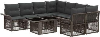 vidaXL Conjunto De Sof&aacute;s De Jard&iacute;n 9 Uds. Gris Y Gris Oscuro Vidaxl