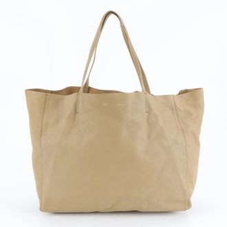 Celine Cabas Beige Brown Leather Handbag Shoulder Bag Tote Bag (Pre-Owned)