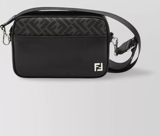 Fendi square leather and canvas camera bag