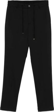 PESERICO Zwarte wollen blend trekkoord broek - Heren - Chinos - Zwart - 2XL - Wol - Broeken