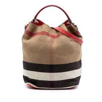 Burberry Pre-owned Burberry Medium Mega Check Canvas Ashby Bucket Bag Ladies SQ4ICZG8HGC7U59F