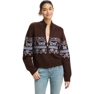 Cotton On Womens Intarsia Knit Bomber in Butterfly Graphic at Nordstrom, Size Xx-Small