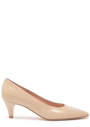 Gianvito Rossi Amelia 55 Glossed Leather Pumps - Sand