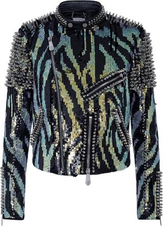 Philipp Plein Perfecto Jacket - Dames - Leren en Su&egrave;de Jassen - Veelkleurig - M - Leer - Jassen