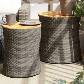 vidaXL Tavolini da Giardino 2pz con Piano in Legno Grigi in Polyrattan - Vidaxl