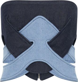 Dion Lee darted denim corset - women - Organic Cotton - 12 - Blue