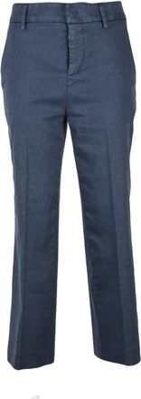 Dondup Meli Cropped Broeken - Dames - Vrijetijds broeken - Blauw - W26 - Linnen - Broeken