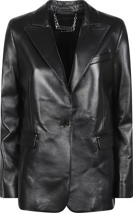 John Richmond Black Evosil Tailored Lambskin Leather Jacket