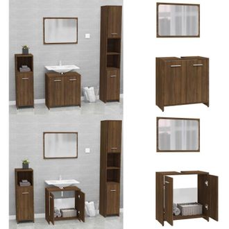 vidaXL Set Mobili da Bagno Rovere Marrone in Legno Multistrato - Set da bagno - Armadio da bagno