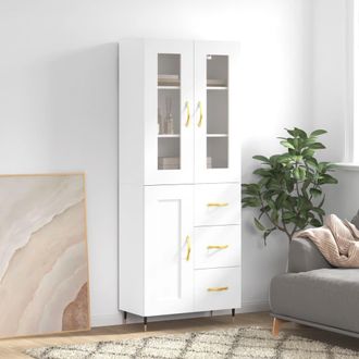vidaXL Vidaxl - Aparador Alto Madera Contrachapada Blanco 69,5x34x180 Cm