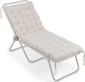 Relaxdays Relaxdays bench cushion, 190x70 cm, padded, quilted, with ties, outdoor, for garden bench, pallets, beige