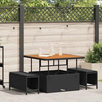 vidaXL Conjunto De Comedor De Jard&iacute;n Negro Polirat&aacute;n Vidaxl