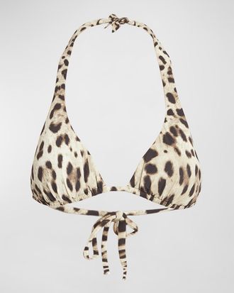 Dolce & Gabbana Leopard-Print Triangle Bikini Top