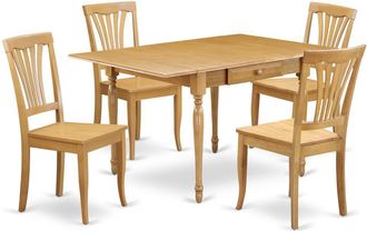 East West Furniture Dining Room Set Oak, MZAV5-OAK-W