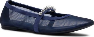 Stuart Weitzman Goldie Crystal Strap Ballet Flat in River Blue at Nordstrom, Size 10
