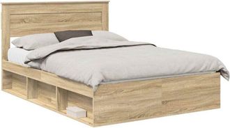 vidaXL Estructura De Cama Con Cabecera Roble Sonoma 150 X 200 Cm Vidaxl