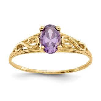 Diamond2Deal 14k Yellow Gold Amethyst Ring