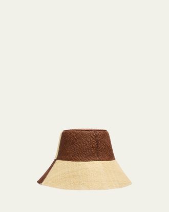 Johanna Ortiz Colorblock Woven Straw Bucket Hat