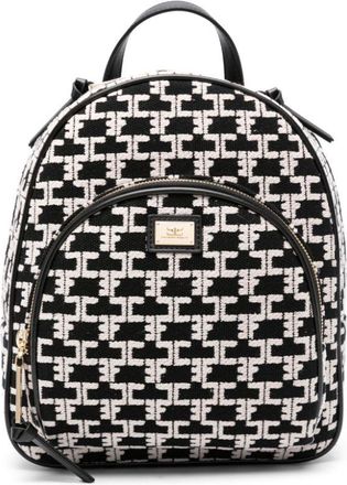 Elisabetta Franchi monogram-pattern logo-plaque backpack - women - Viscose/Cotton/Polyurethane/Polyester/Polyurethane Resin/Cotton - One Size