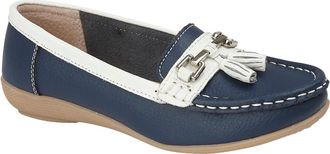 Jo & Joe Seafairer Womens Slip on Leather Boat Shoes by Jo and Joe-Blue-4