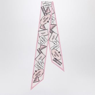 Prada Printed pink ribbon in silk twill