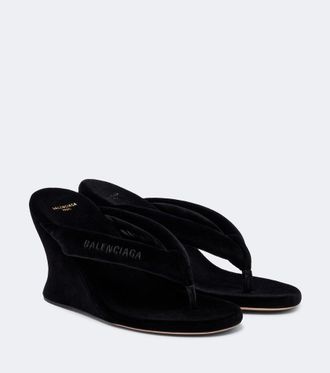 Balenciaga Gaeta velvet wedge thong sandals