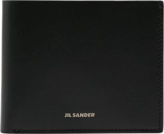 Jil Sander Bi-fold Portemonnee met logo-reli&euml;f - unisex - Portefeuilles - Zwart - ONE Size - Leer - Accessoires