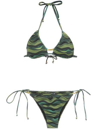 Amir Slama wave print bikini set - Verde