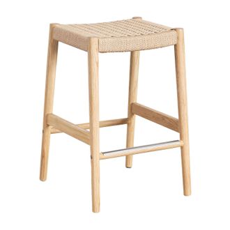 Sklum Sklum - Taburete Alto 65 Cm En Madera De Roble Y Cuerda Trenzada Mara