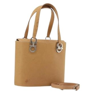 Ferragamo Pre-owned Hand Bag - Dames - Vintage Handtas - Beige - ONE Size - Leer - Vintage