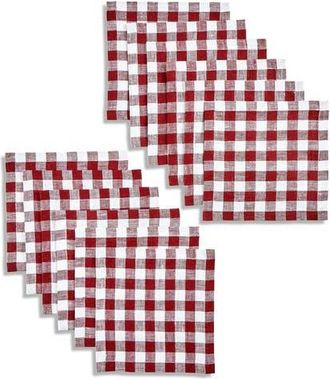 Solino Home Linen Cocktail Napkins Set of 12, 6 x 6 Inch for Dining Table, Holiday and Everyday Table Decor - Gingham Check in Burgundy at Nordstrom