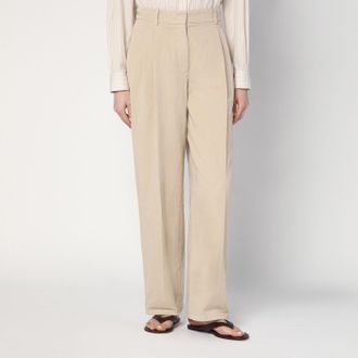 The Row Pantalone Lilas kaki chiaro in cotone e lino