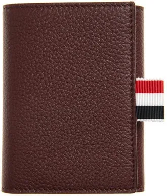Thom Browne Snap Soft Pebble Leather Trifold Wallet in Dark Burgundy at Nordstrom