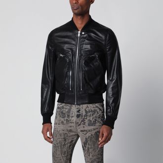 Rick Owens Giacca Bauhaus Flight nera in pelle