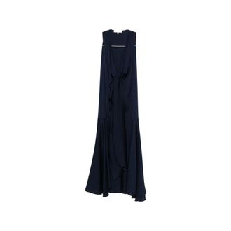 Nouvelle/Silk95Five Gowns, female, Blue, Size: S Shangri Tie-Detail Asymmetric Dress