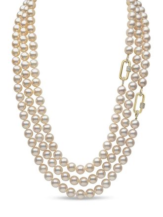 Yoko London 18K yellow gold Classic pearl and diamond necklace - women - Akoya Pearl/18kt Yellow Gold/Diamond - OS