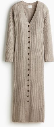 H&M Geripptes Strickkleid - Brown