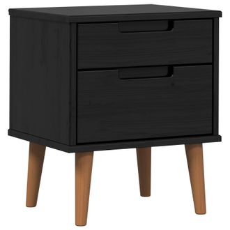 vidaXL Armario De Noche Con Caj&oacute;n Negro 40 X 35 X 48 Cm Pino Macizo Vidaxl