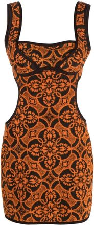 Marine Serre Orange Printed Short Cotton Dress