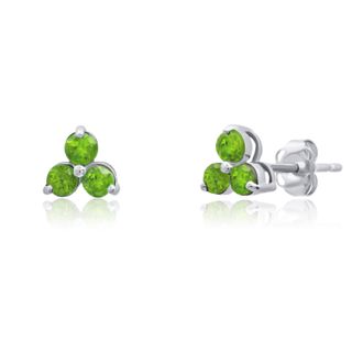 MAX + STONE 14k White or Yellow Gold Small Gemstone Trio Round Stud Earrings