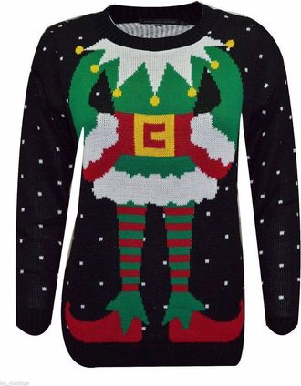 ZEE FASHION Womens Ladies Reindeers Snowflake Elf Christmas Jumper Sweater Xmas Top Plus Size UK 8-26