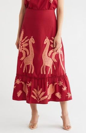 T Tahari Embroidered Skirt in Summer Rose/Granite Pink at Nordstrom Rack, Size X-Large