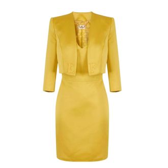 Elisabetta Franchi Short Dresses, female, Yellow, Size: XL Duchess Satin Dress with Jacket