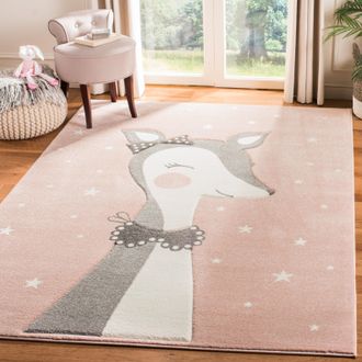 Safavieh Carousel Kids Machine Made Area Rug, Pink / Ivory Kids Style Easy Care